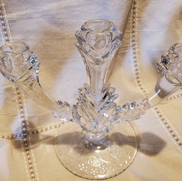 CRYSTAL CANDLEHOLDERS PAIR DUNCAN MILLER #14 GRANDEE TRIPLE LIGHT CANDELABRA - Picture 2 of 11